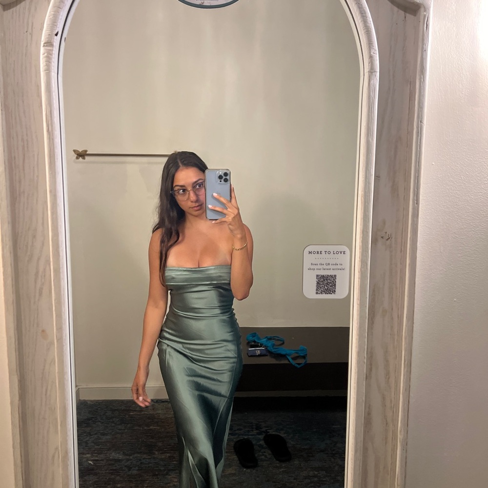 Elegant Satin Green Dress
